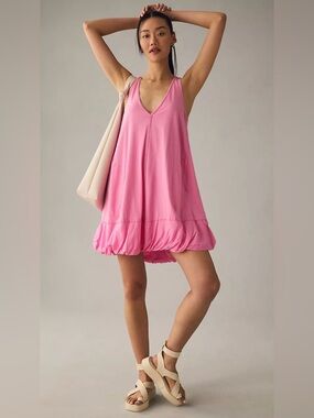 DAILY PRACTICE by Anthropologie Bubble Hem Pink Racerback Dress size M